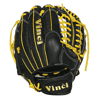 Vinci Pro 11.5 inch Baseball Glove-JC3333-22 Black with Mesh Back and Yellow Lace, utility gloves: photo from Vinci Pro