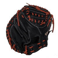 Vinci Pro 33.5 inch Catchers Mitt-RLN49-22 in Black with Red Lace and Traditional Web, catcher's mitts: photo from Vinci Pro