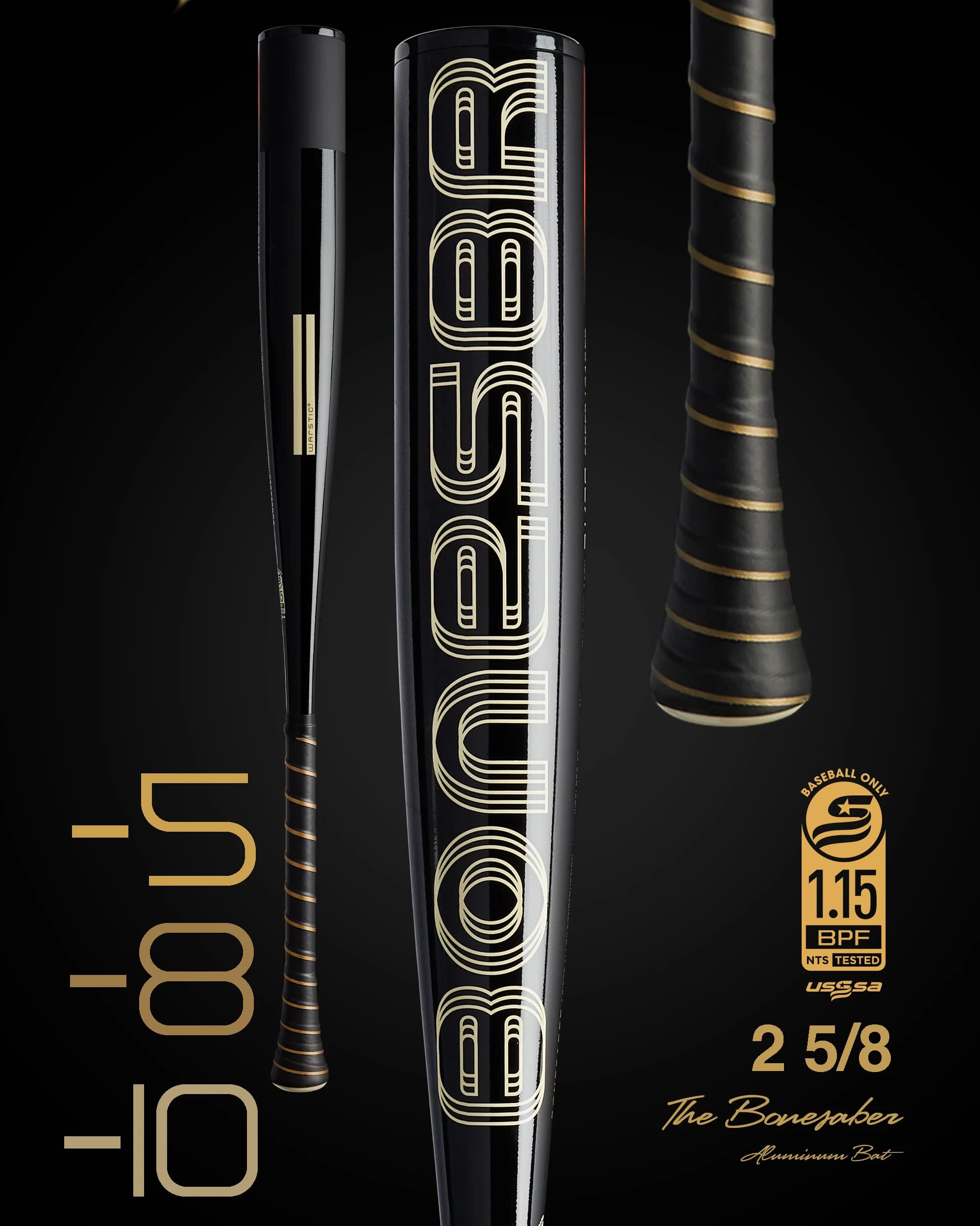 Warstic 2024 Bonesaber Black Cobra Edition USSSA Metal Bat, USSSA bats: photo from Warstic