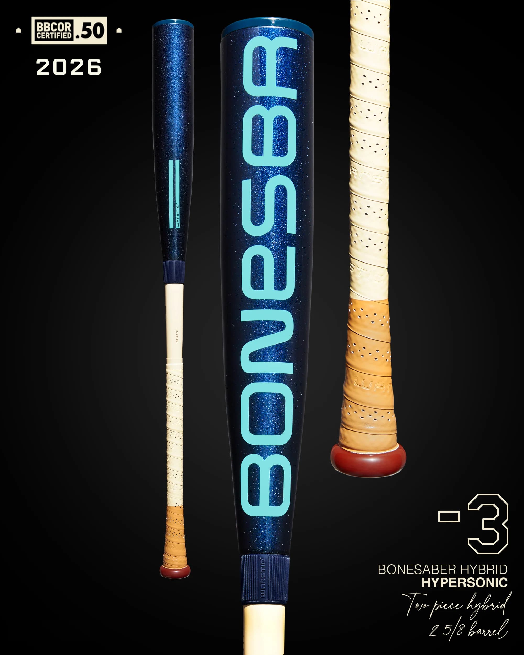 Warstic Bonesaber™ Hybrid BBCOR "Hypersonic" Edition Metal Baseball Bat, BBCOR bats: photo from Warstic
