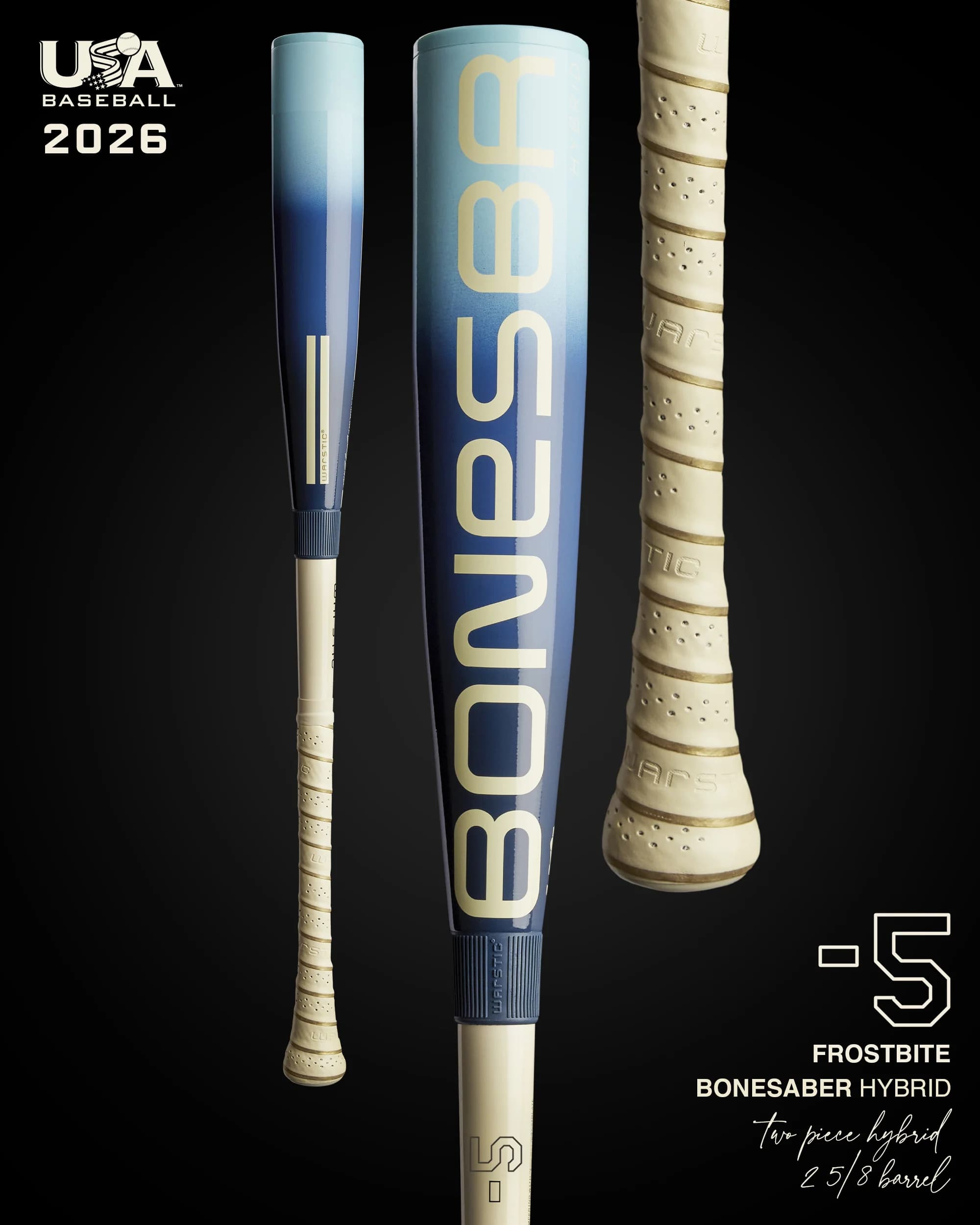 Warstic Bonesaber™ Hybrid USA Metal Baseball Bat -5 - "Frostbite", USA Baseball bats: photo from Warstic