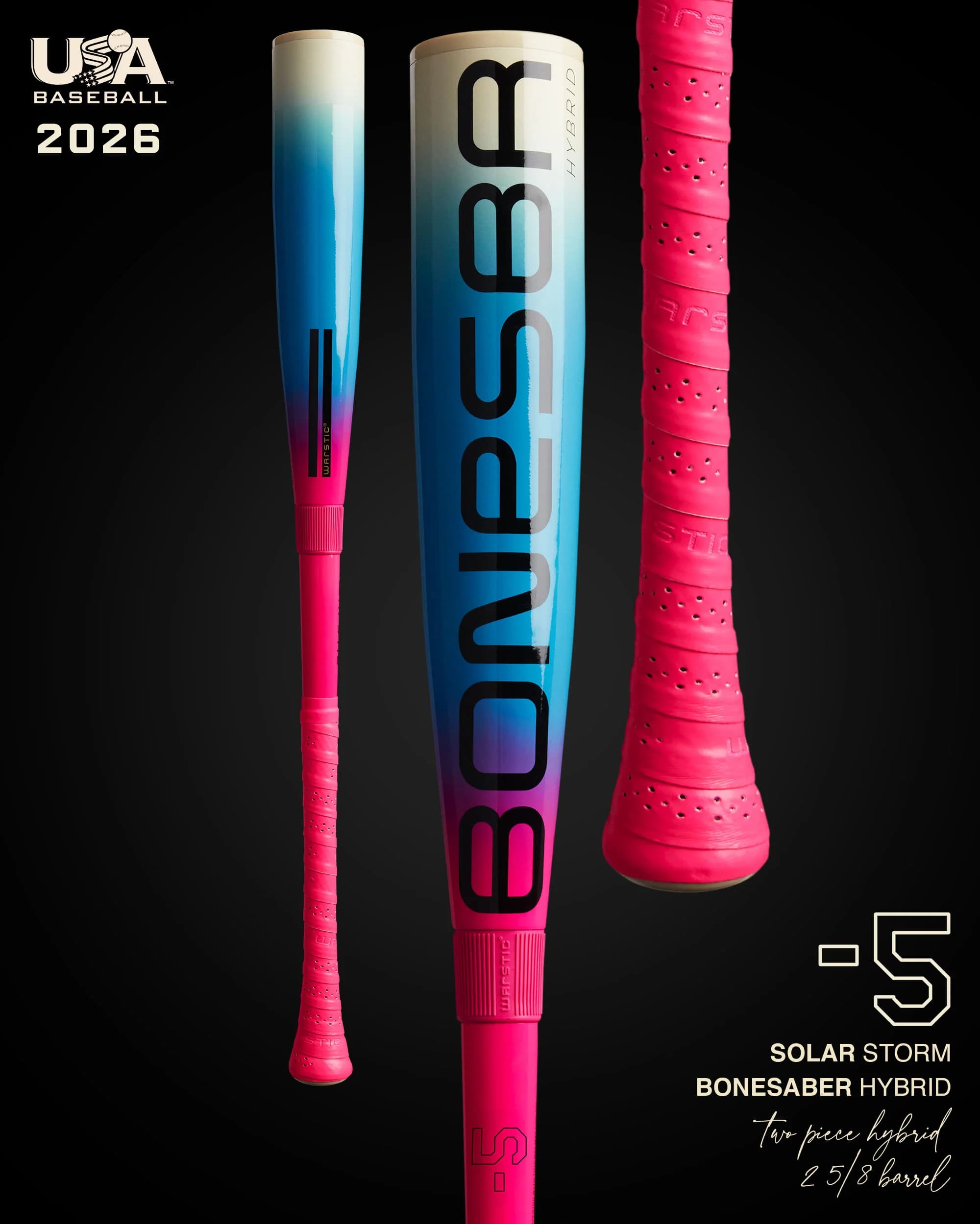 Warstic Bonesaber™ Hybrid USA Metal Baseball Bat -5 - "Solar Storm", USA Baseball bats: photo from Warstic