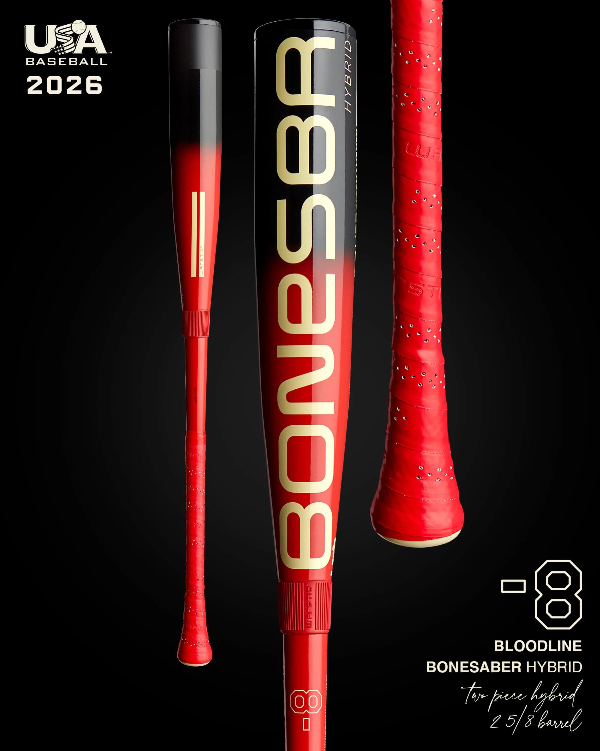 Warstic Bonesaber™ Hybrid USA Metal Baseball Bat -8 - "Bloodline", USA Baseball bats: photo from Warstic
