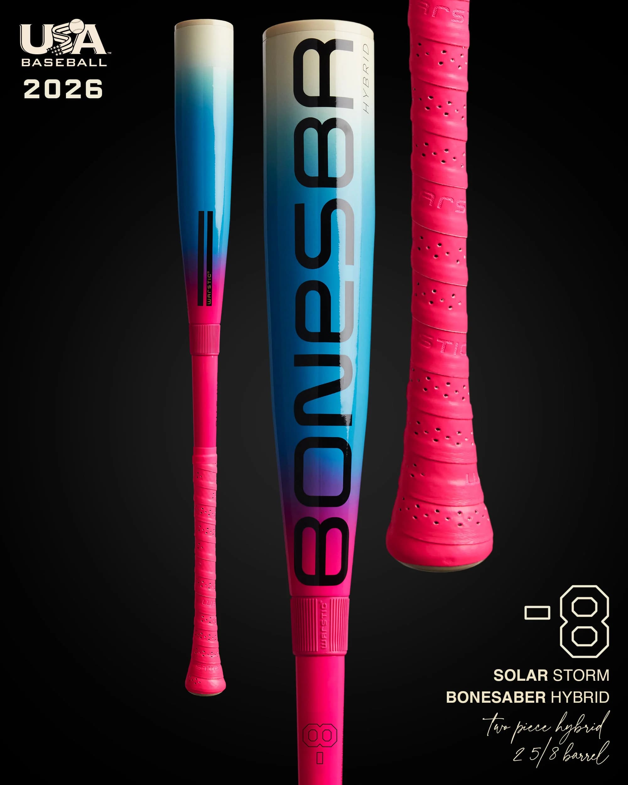 Warstic Bonesaber™ Hybrid USA Metal Baseball Bat -8 - "Solar Storm", USA Baseball bats: photo from Warstic