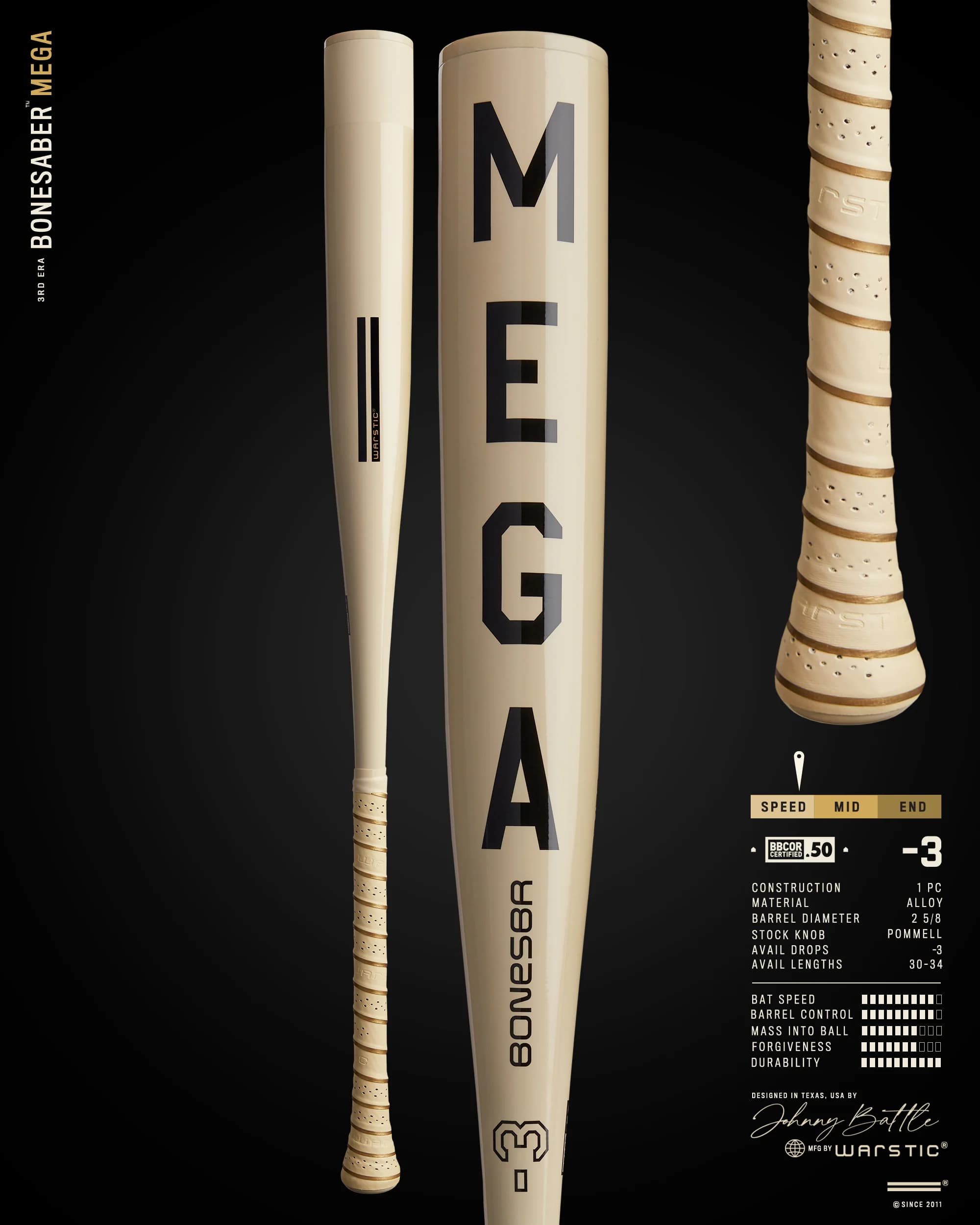 Warstic Bonesaber™ Mega BBCOR Metal Baseball Bat, BBCOR bats: photo from Warstic