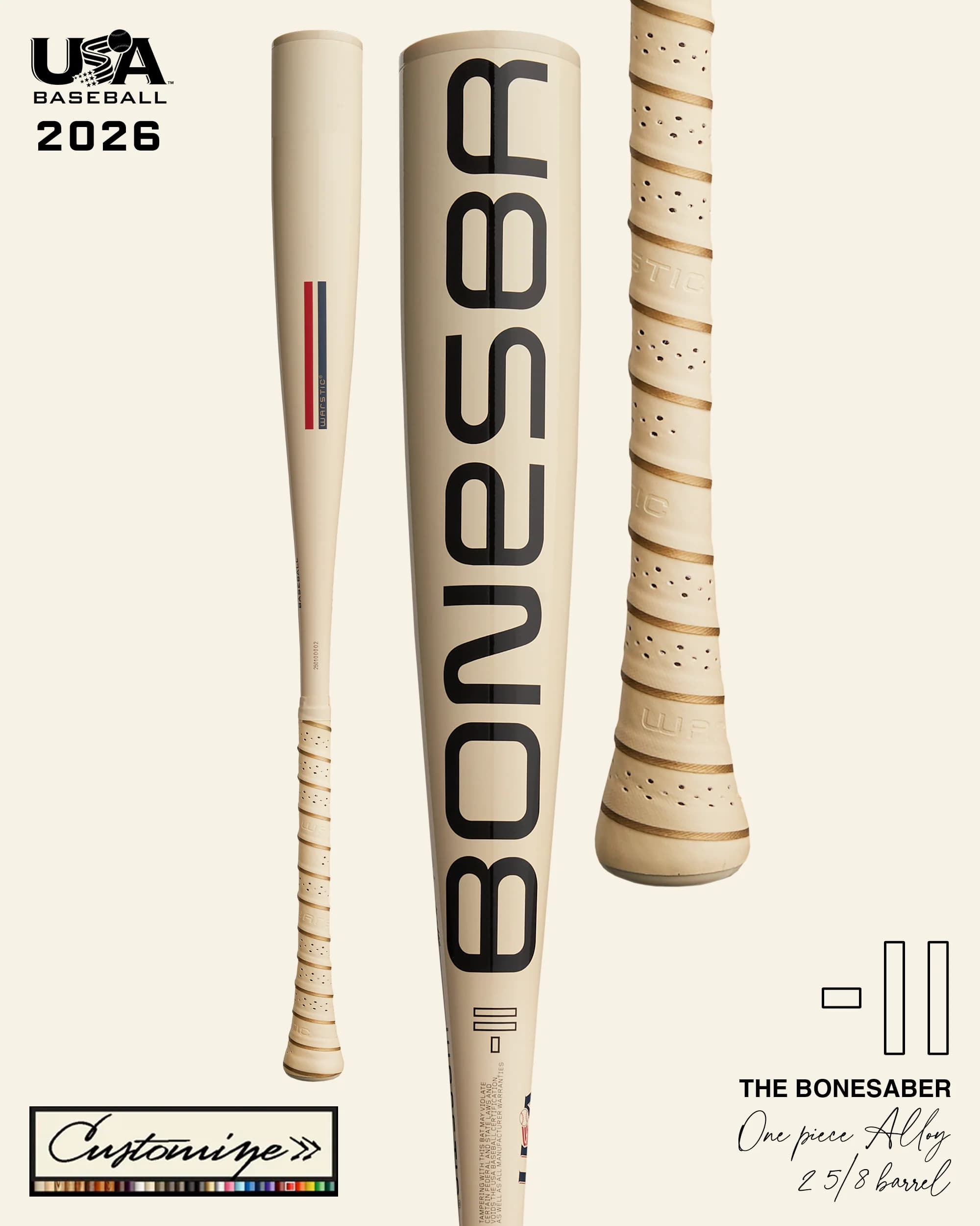 Warstic Custom Bonesaber™ USA Metal Baseball Bat -11, USA Baseball bats: photo from Warstic