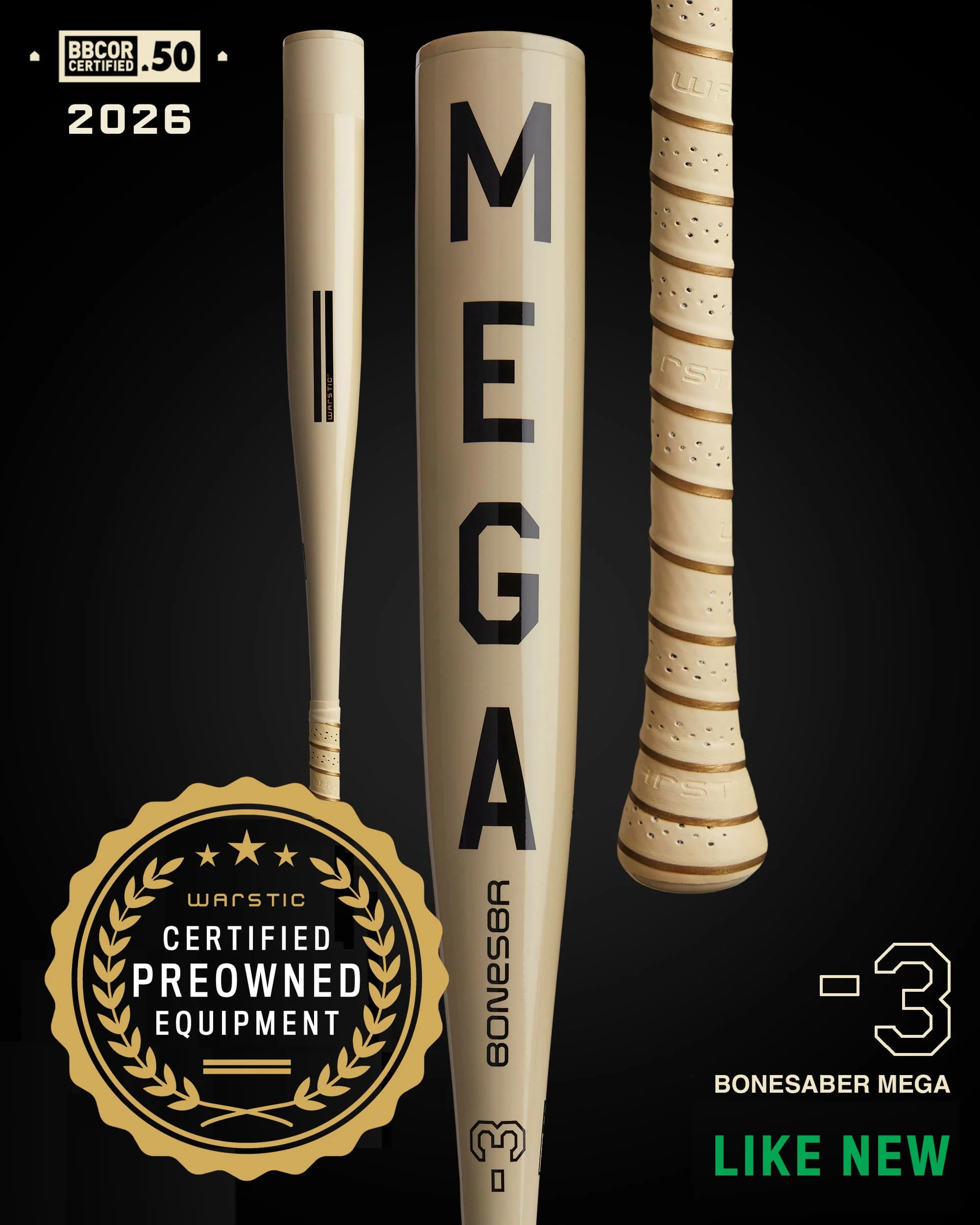 Warstic Preowned Bonesaber™ Mega BBCOR Metal Baseball Bat, BBCOR bats: photo from Warstic