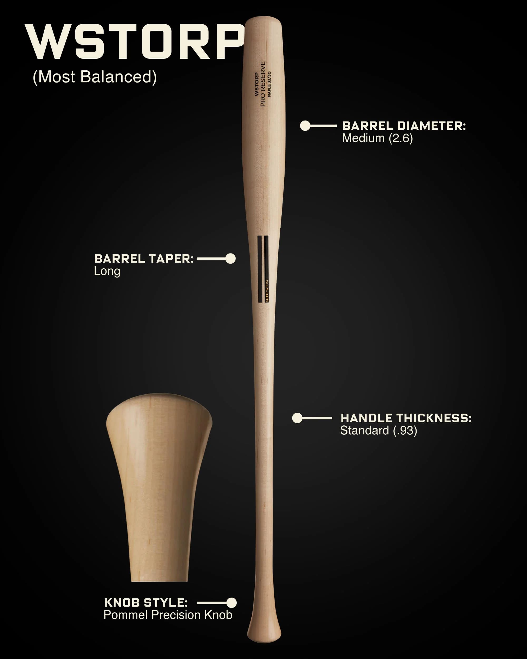 Warstic WSTORP Custom Wood Bat, game wood bats, adult: photo from Warstic
