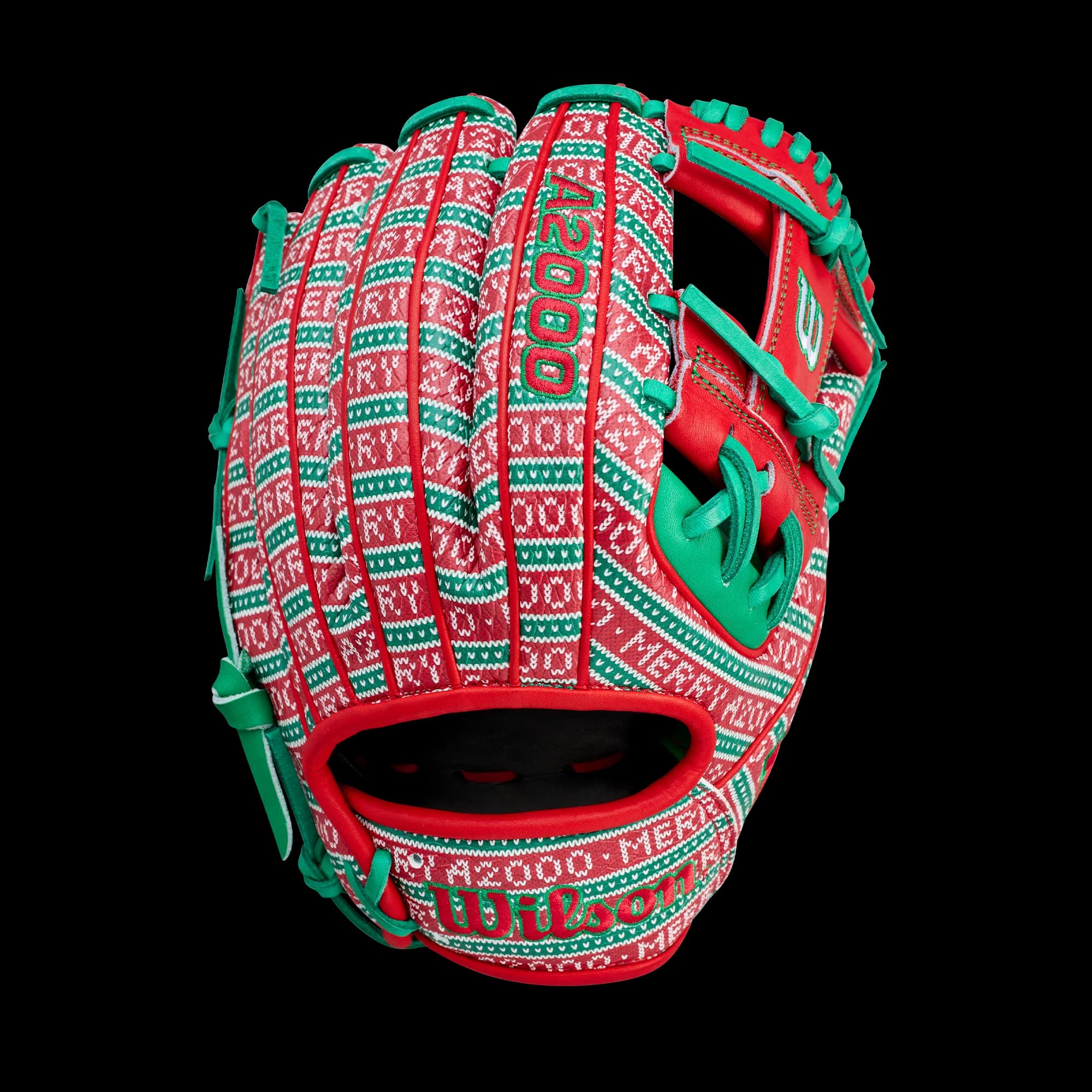 Wilson 2025 Limited Edition Holiday Sweater A2000® 1975 11.75” Infield Baseball Glove, infield gloves: photo from Wilson